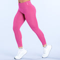 Fuchsia full-length leggings with high waistband and smooth side seam