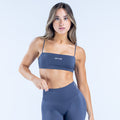 Navy strappy bralette with wide band and adjustable thin shoulder straps
