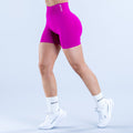 4.5" fuchsia athletic shorts, shaped compression fit