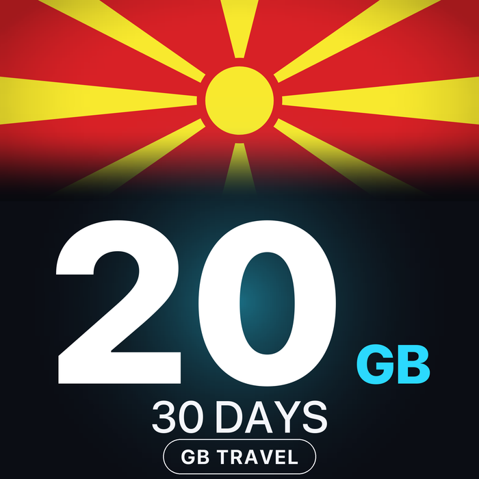 eSIM Macedonia de Nord 20 GB, 30 DAYS — GB Travel