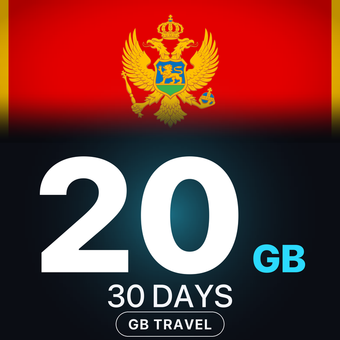 eSIM Muntenegru 20 GB, 30 DAYS — GB Travel