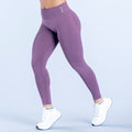 Impact leggings in mauve-purple, high-rise fitted with ankle-length legs
