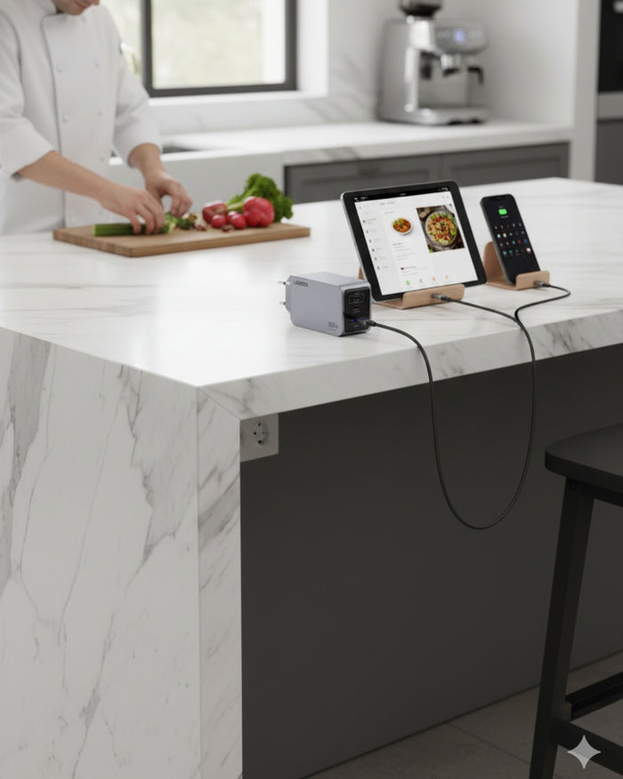 Încărcător 3 în 1, 100W, 2 USB-C, 1 USB A, iPhone, Android, Tabletă, Laptop - Ugreen Nexode Pro 100W GaN Fast Charger + Cablu 1.5 metri USB-C la USB-C