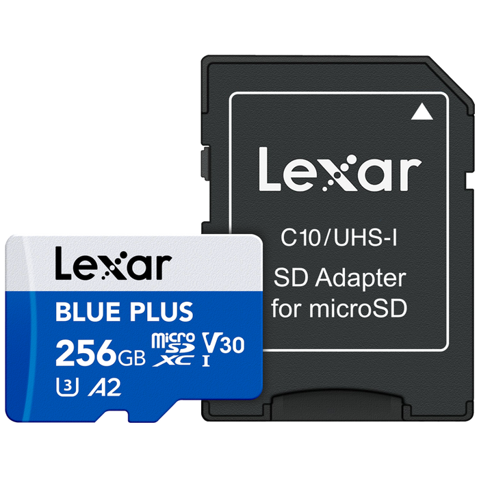 Lexar microSDHC Blue Plus UHS-I with SD adapter, up to 170MB/s read C10/A2/U3 (V30) 256GB