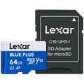 Lexar microSDXC Blue Plus UHS-I with SD adapter, up to 100MB/s read C10/A1/U1 (V10) 64GB