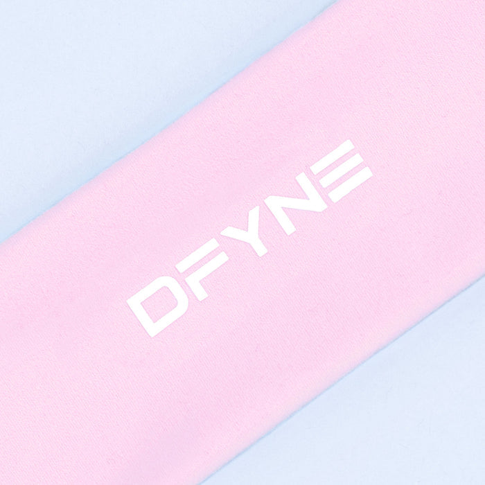 Pink headband detail with large DPYNE lettering