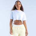 White cropped crew-neck tee with short sleeves